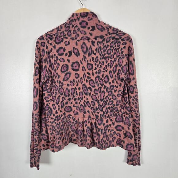 Boston Proper cheetah print open cardigan pink pleated - Picture 2 of 6